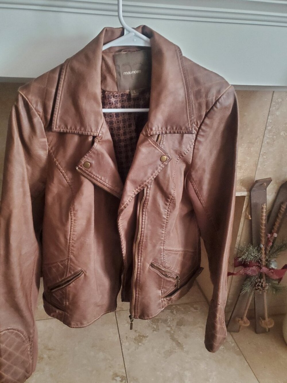 Maurices brown faux leather moto jacket